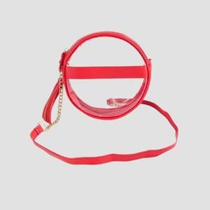 NEW BELLA CHIC women's circle clear crossbody in red